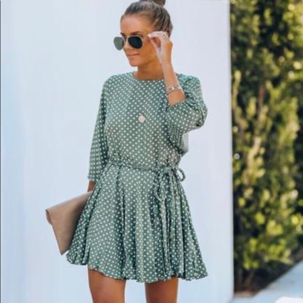 Polka Dot Rope Tie Swing Dress